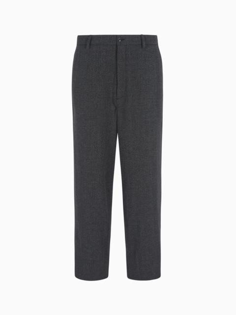 CHEVRON JACQUARD STRETCH VIRGIN WOOL FLAT-FRONT TROUSERS