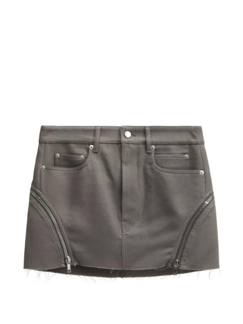 zip-detail frayed mini skirt