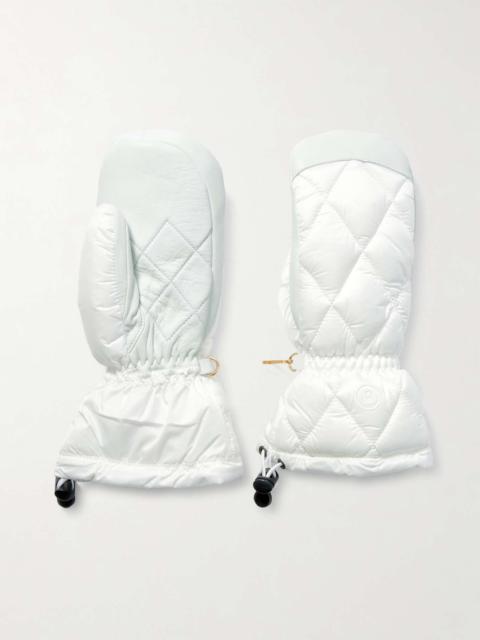 Selia quilted padded shell and leather ski mittens