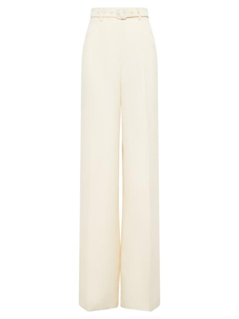Norman Wide-leg Pant in Ivory Textured Linen Slub