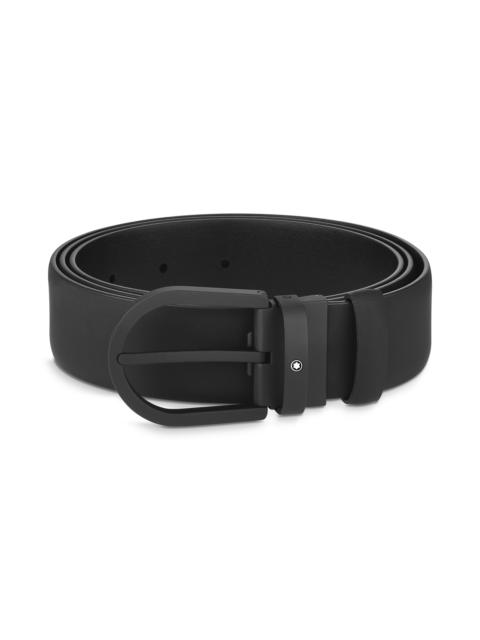 Horseshoe buckle black 35 mm leather belt