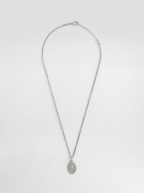 Metal necklace with engraved medallion