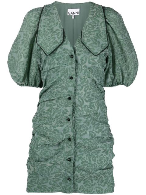 floral-jacquard minidress