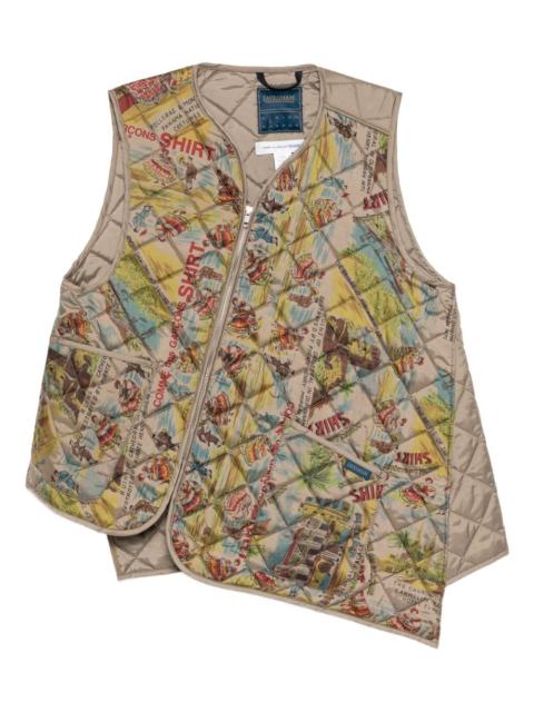 graphic guilted gilet