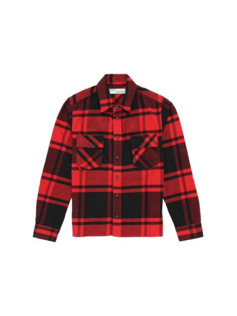 OFF-WHITE Logo Print Checkered Flannel Overshirt Red/Black
