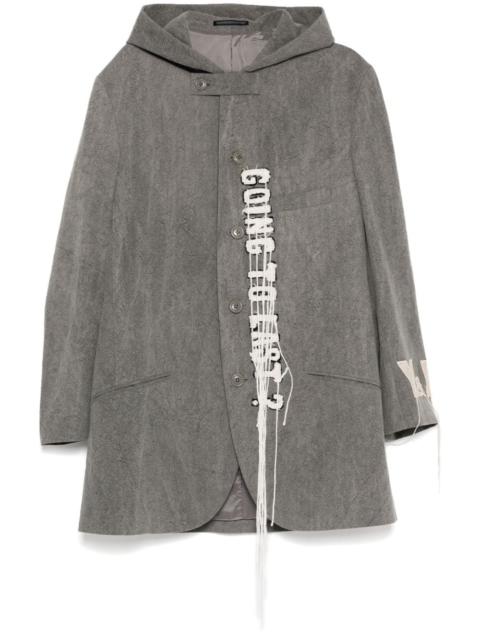 logo-print wool hooded jacket