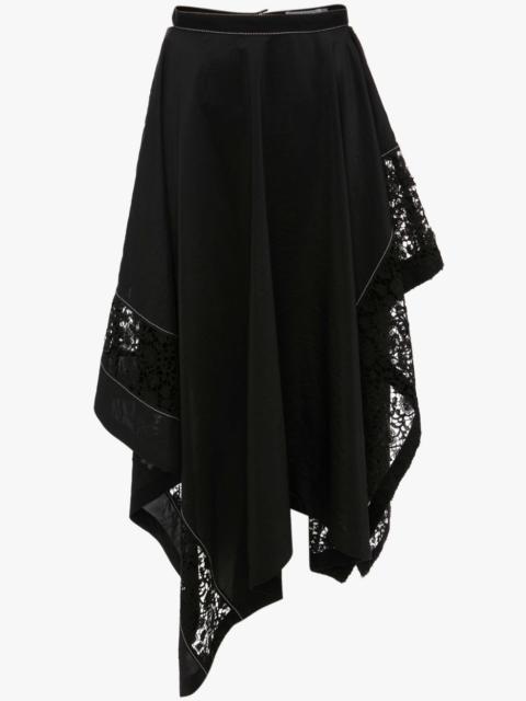 LACE INSERT ASYMMETRIC SKIRT