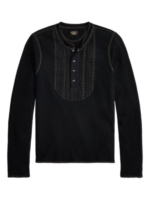 embroidered Henley T-shirt
