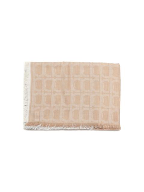 patterned fringed scarf