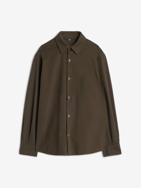 Comfort Twill Button Up Shirt In Dark Olive