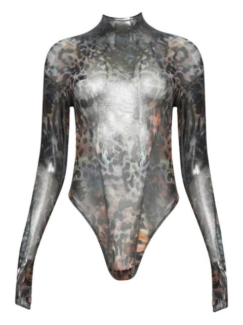 printed high-neck bodysuit