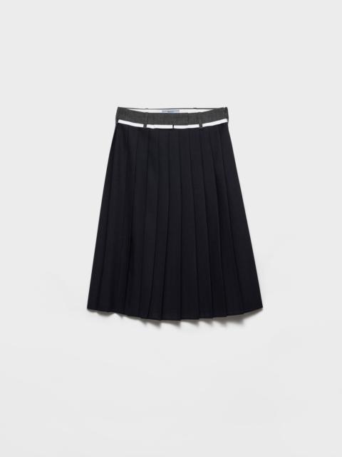 Pleated rush stitch midi skirt