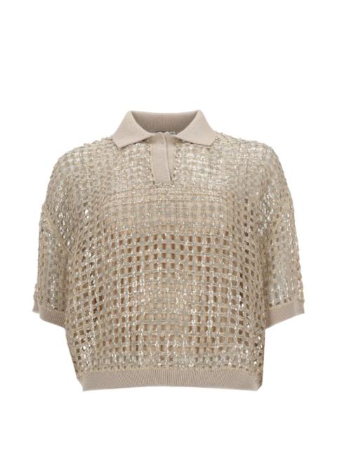 sequin-embellished polo shirt