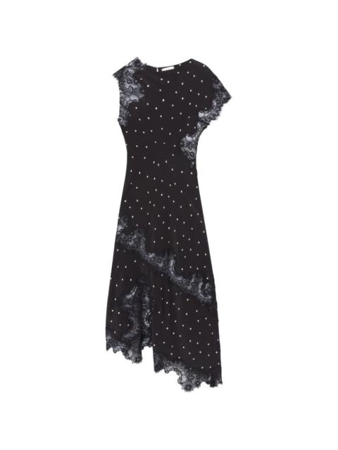Alessia polka-dot lace-trim maxi dress