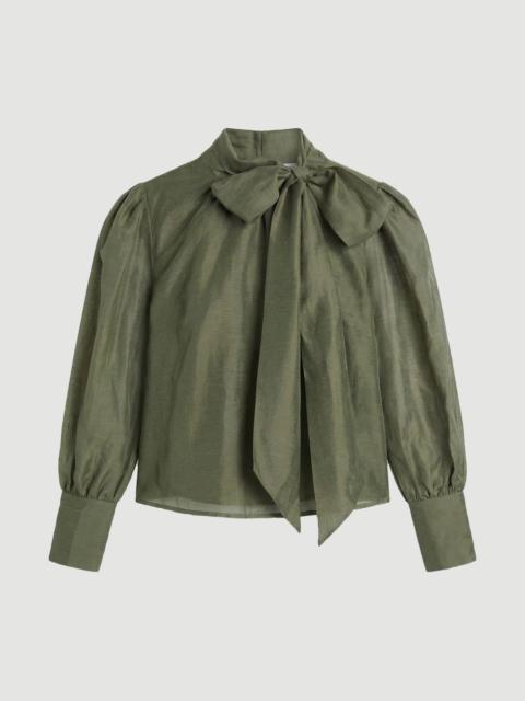 Plus Size Organdie Woven Pussybow Blouse