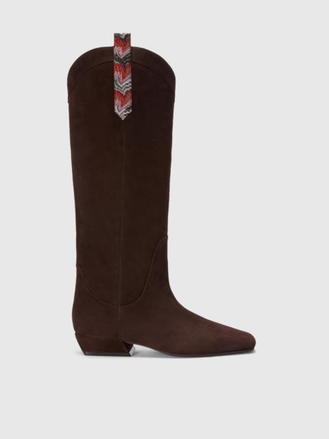 Suede boots with lace detail