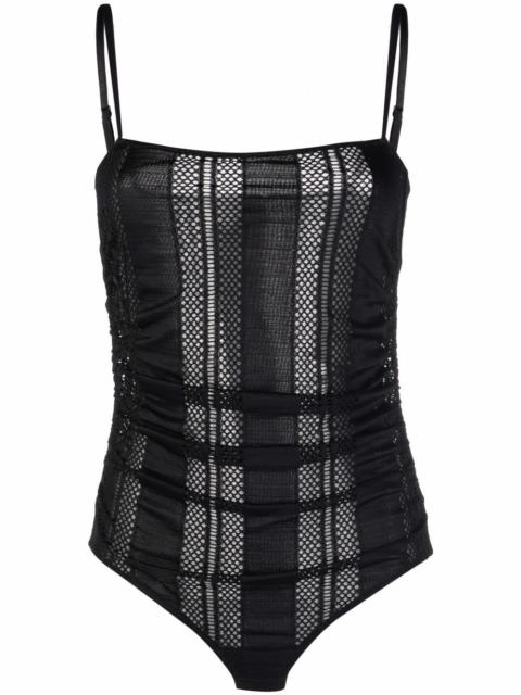 mesh gathered bodysuit