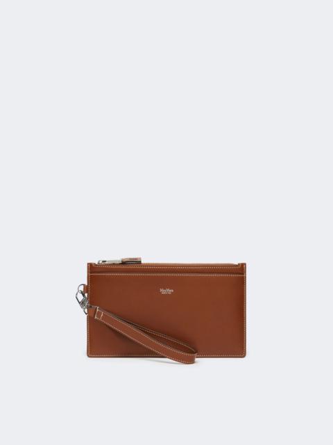 Wrist-strap leather pouch - AMBER BROWN