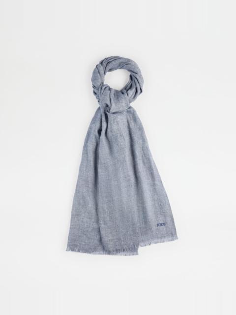 LINEN BLEND SCARF - BLUE