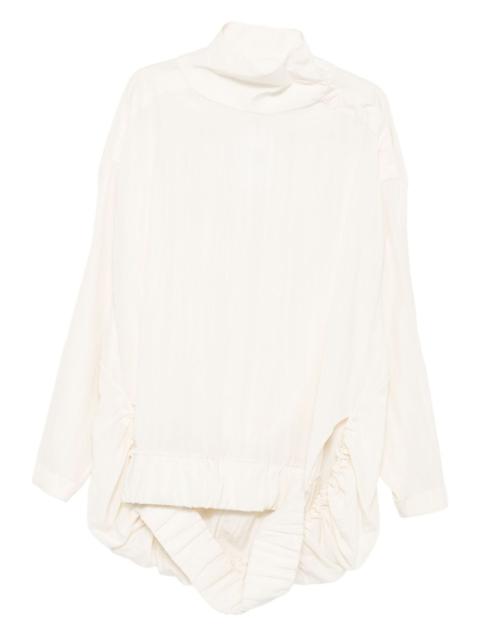 high-neck pleated top