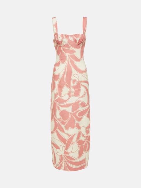 Belletto printed linen midi dress