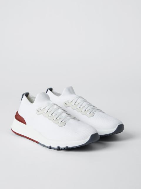 Cotton knit and semi-polished calfskin runners