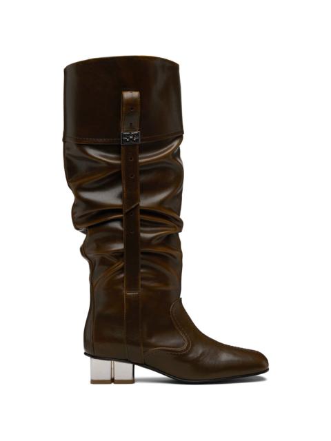 Khaki Slouchy Knee Tall Boots