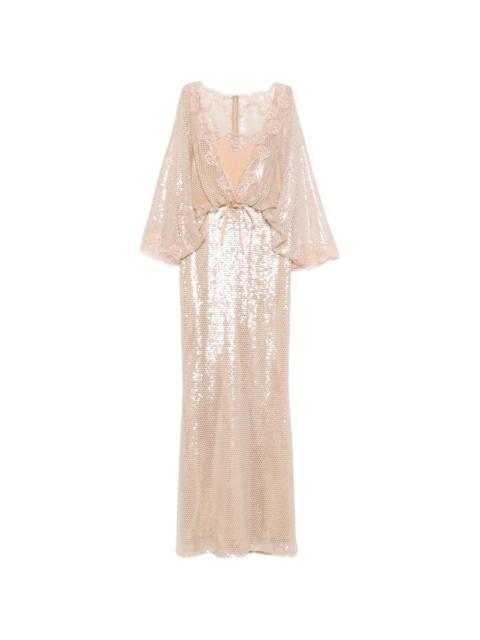 lace sequin maxi dress