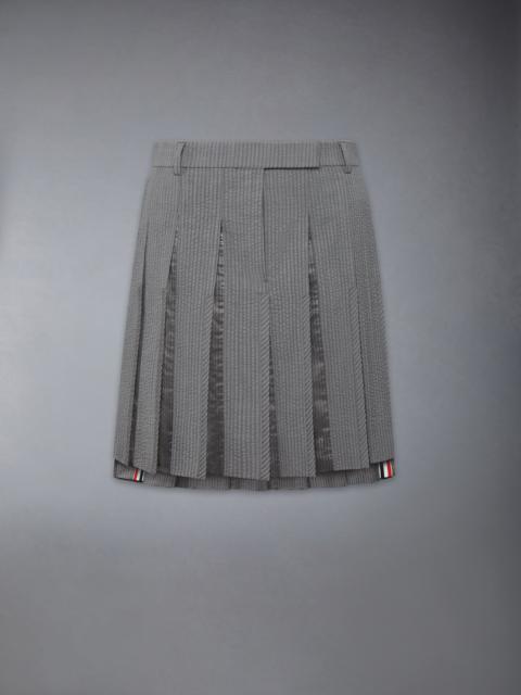 WOOL SEERSUCKER PLEATED LOW RISE PLEATED SKIRT