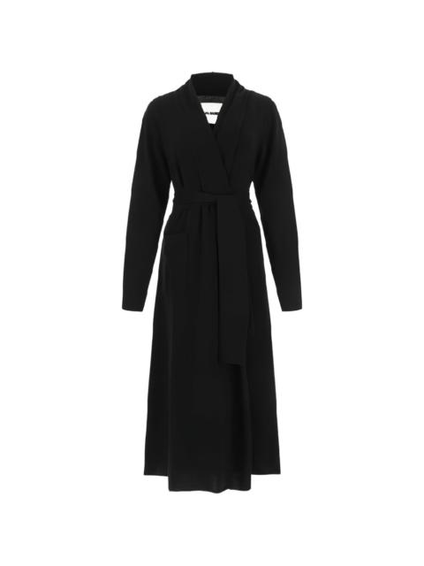 belted v-neck cashmere coat