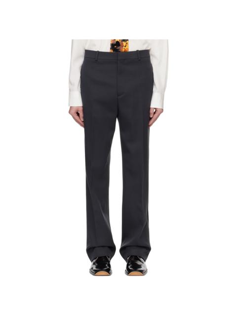 Gray Stretch Wool Tricotine Trousers