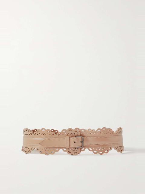 Laser-cut leather waist belt
