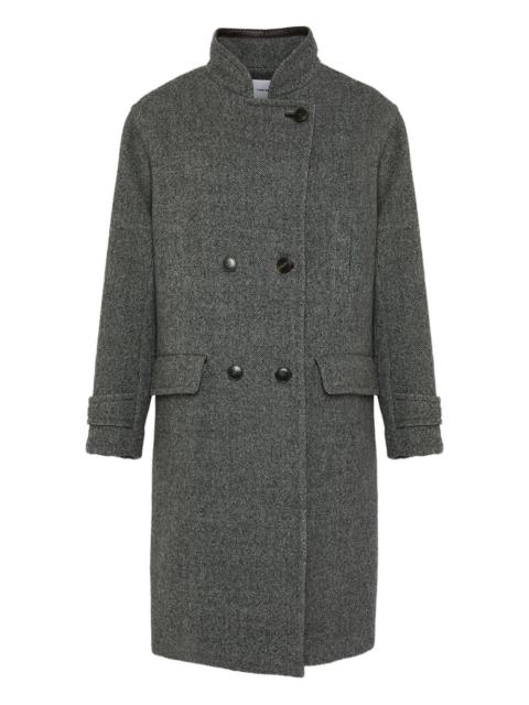 double-breasted virgin-wool coat