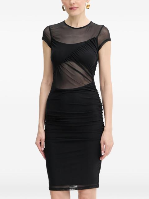 mesh ruched midi dress