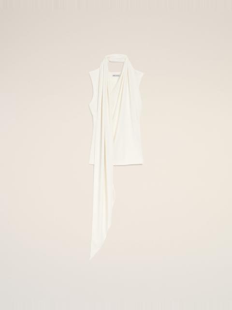 WHITE JERSEY SLEEVELESS LAVALLIERE TOP