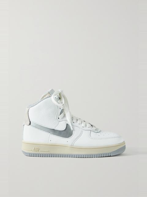 Air Force 1 suede-trimmed leather sneakers