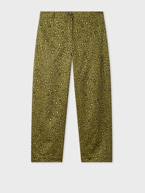 Women's Khaki 'Animal' Print Barrel-Leg Trousers