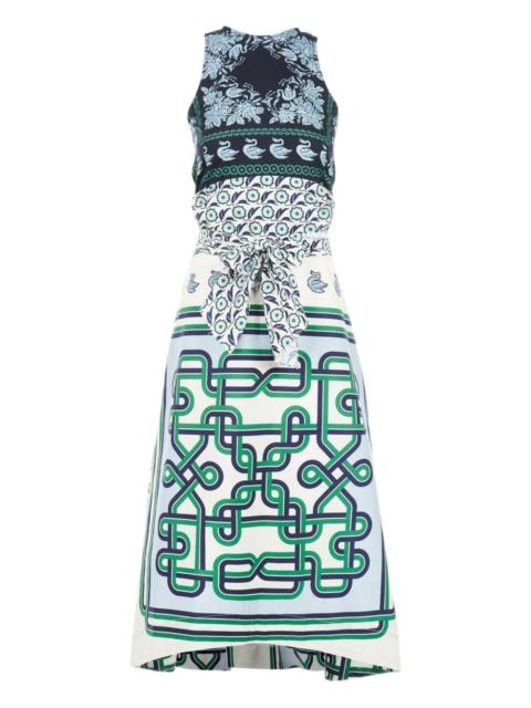 tie-waist printed maxi dress