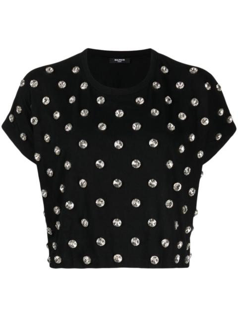 crystal-embellished cotton T-shirt