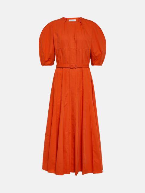 Caden puff-sleeve cotton midi dress