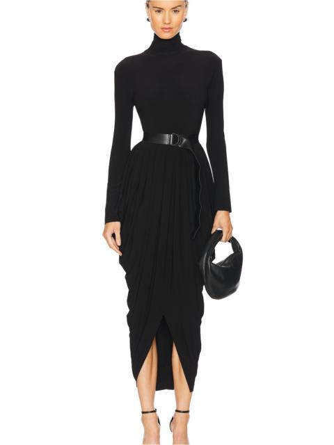 Long Sleeve Turtleneck Waterfall Dress