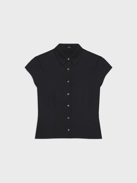 Cap Sleeve Shirt in Silk Georgette