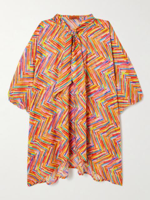Mare Pussy-bow Printed Cotton And Silk-blend Voile Kaftan