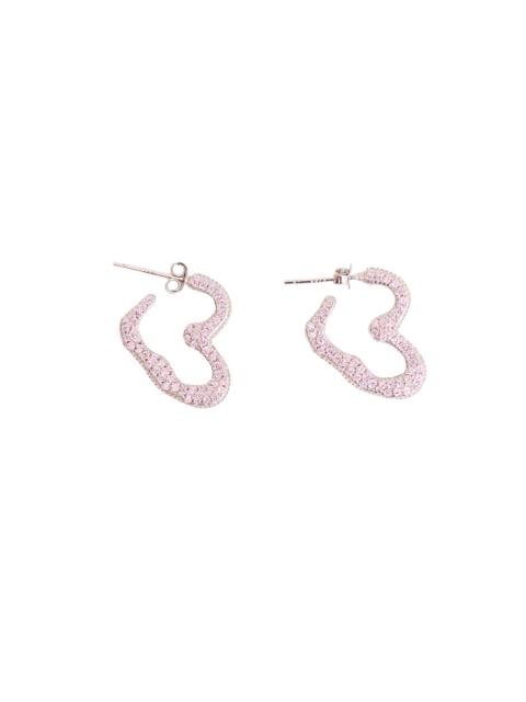 LIGHT PINK RHINESTONE HEART EARRINGS
