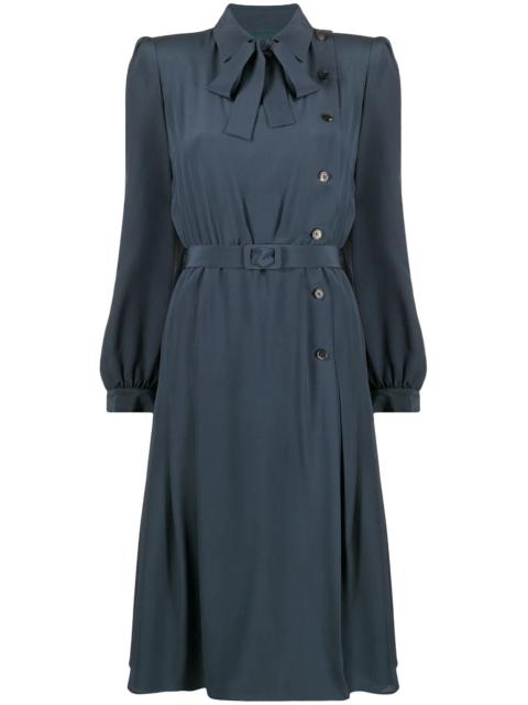 side button fastening belted dress
