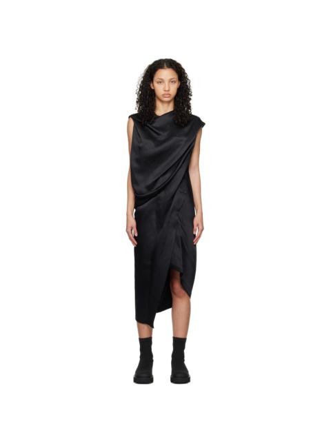 Black Enveloping Midi Dress