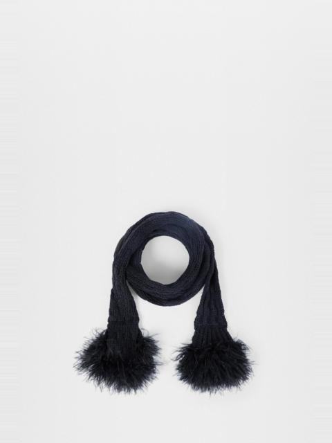 Rae Ribbed Scarf With Feathered Ruffles