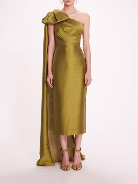 SILK MIKADO MIDI DRESS