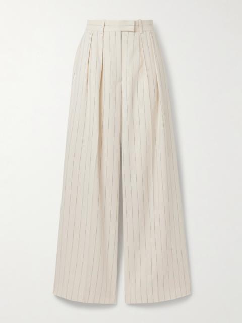 Lou Pleated Pinstriped Woven Wide-leg Pants