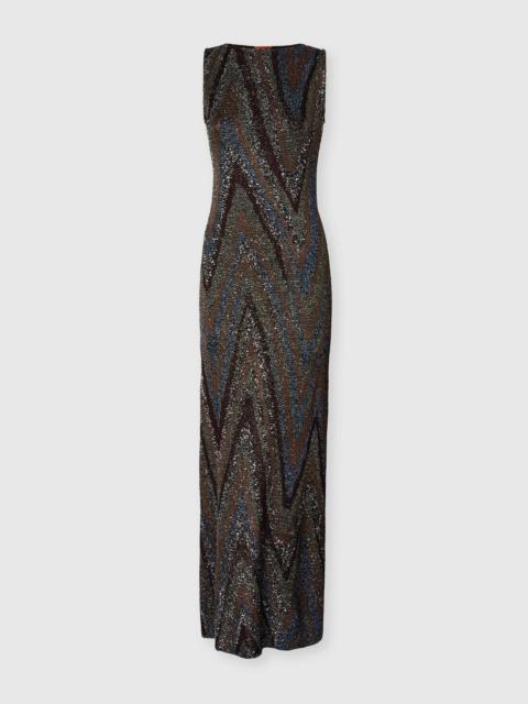 Long dress in zig zag jacquard